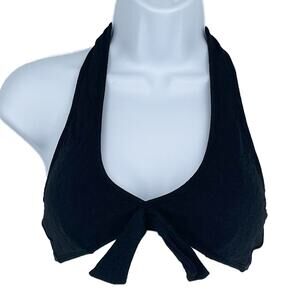 Classic Bikini Swimsuit Top in Black with Textured Floral Print Size S